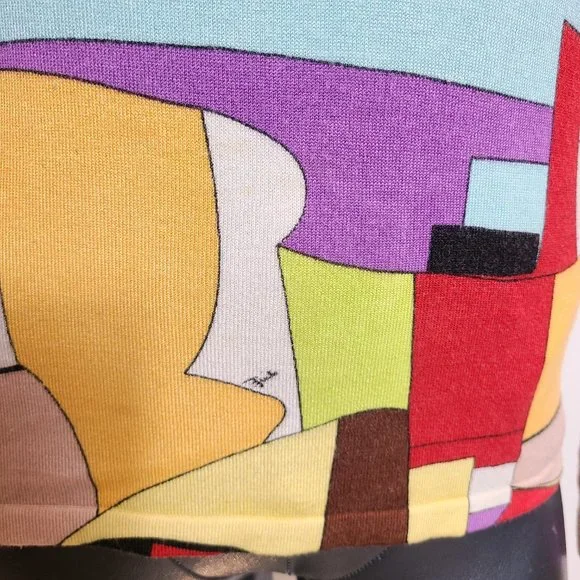 Emilio Pucci Iride Print Silk/Cotton Sweater Pullover Top - Size: 38 - Picture 3 of 16